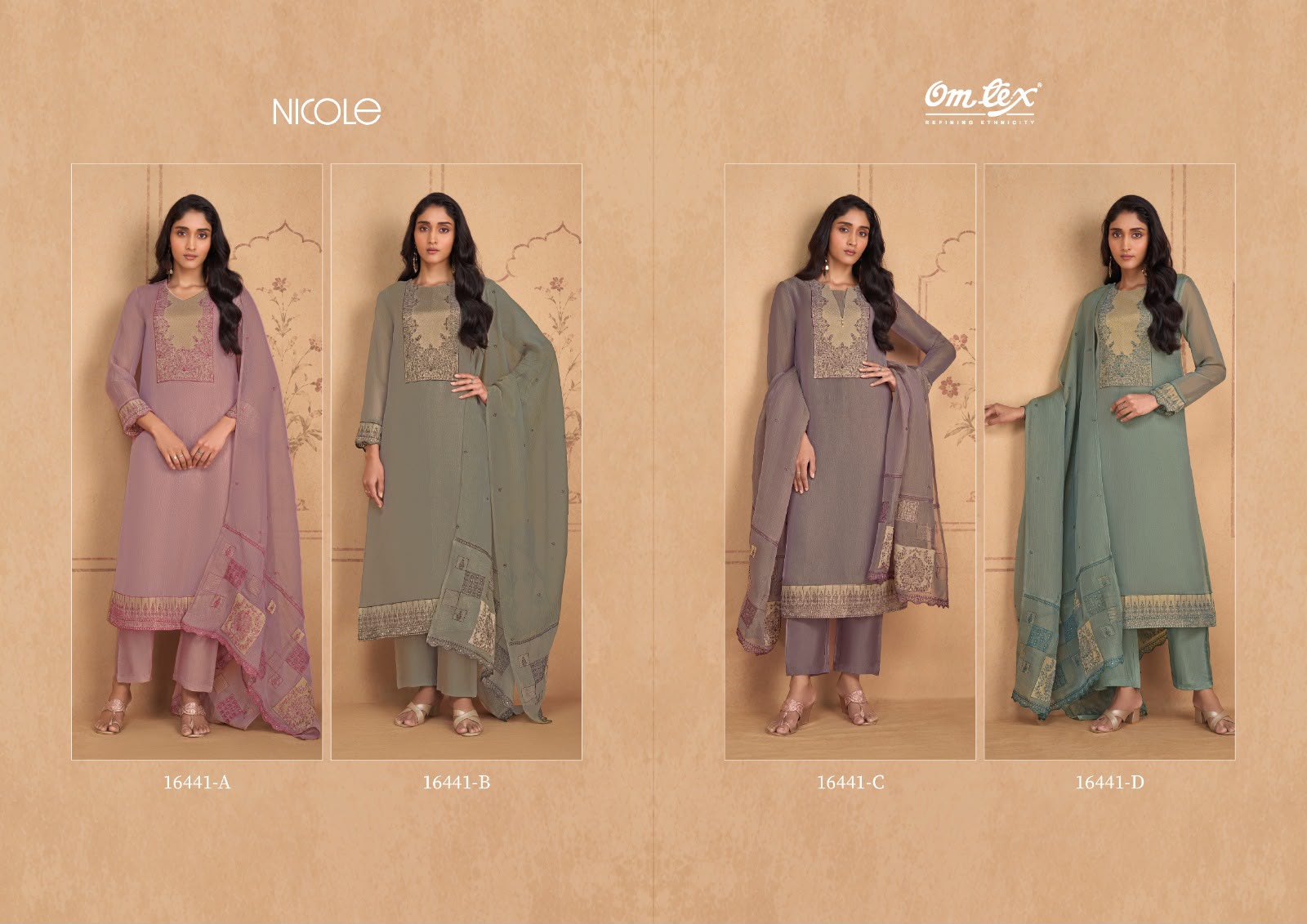 Nicole Omtex Silk Tissue Pant Style Suits Exporter Gujarat