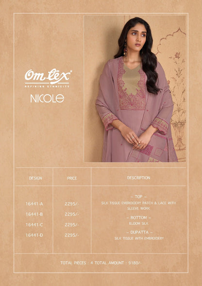 Nicole Omtex Silk Tissue Pant Style Suits Exporter Gujarat
