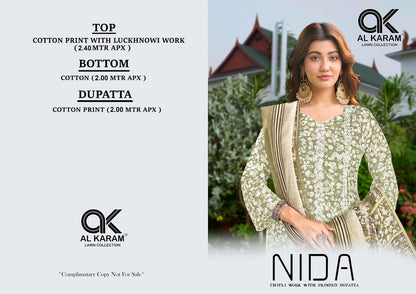 Nida Al Karam Pure Cotton Karachi Salwar Suits Manufacturer India