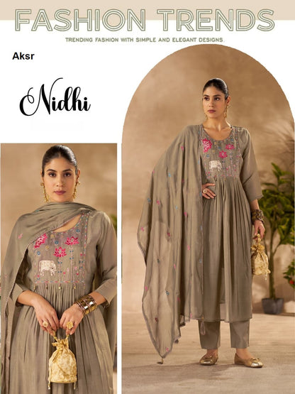 Nidhi Aksr Chanderi Silk Readymade Anarkali Suits Wholesale Rate