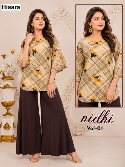 Nidhi Vol 1 Hiaara Rayon 14Kg Short Kurtis Exporter