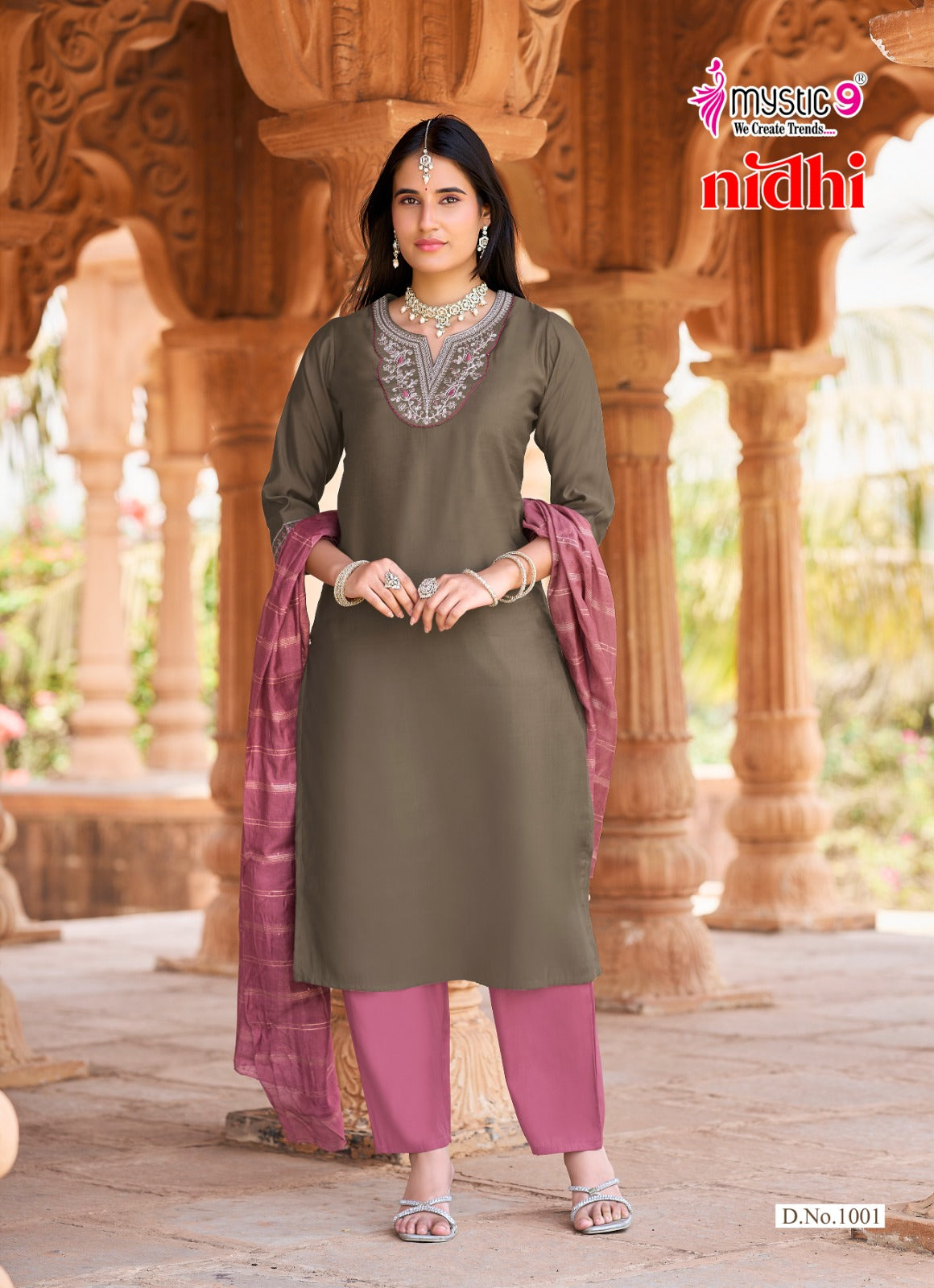 Nidhi Vol 1 Mystic 9 Roman Silk Readymade Pant Style Suits Wholesale Price