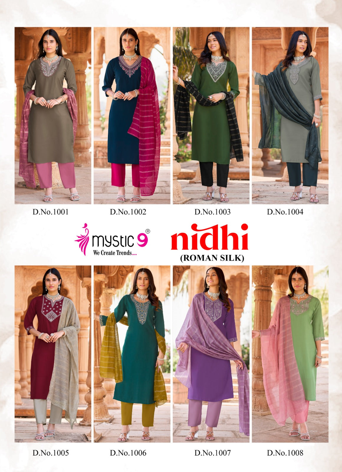 Nidhi Vol 1 Mystic 9 Roman Silk Readymade Pant Style Suits Wholesale Price