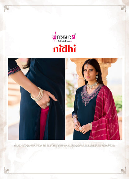 Nidhi Vol 1 Mystic 9 Roman Silk Readymade Pant Style Suits Wholesale Price