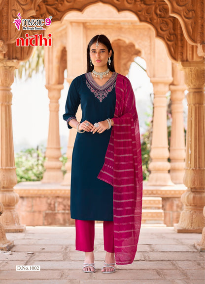 Nidhi Vol 1 Mystic 9 Roman Silk Readymade Pant Style Suits Wholesale Price