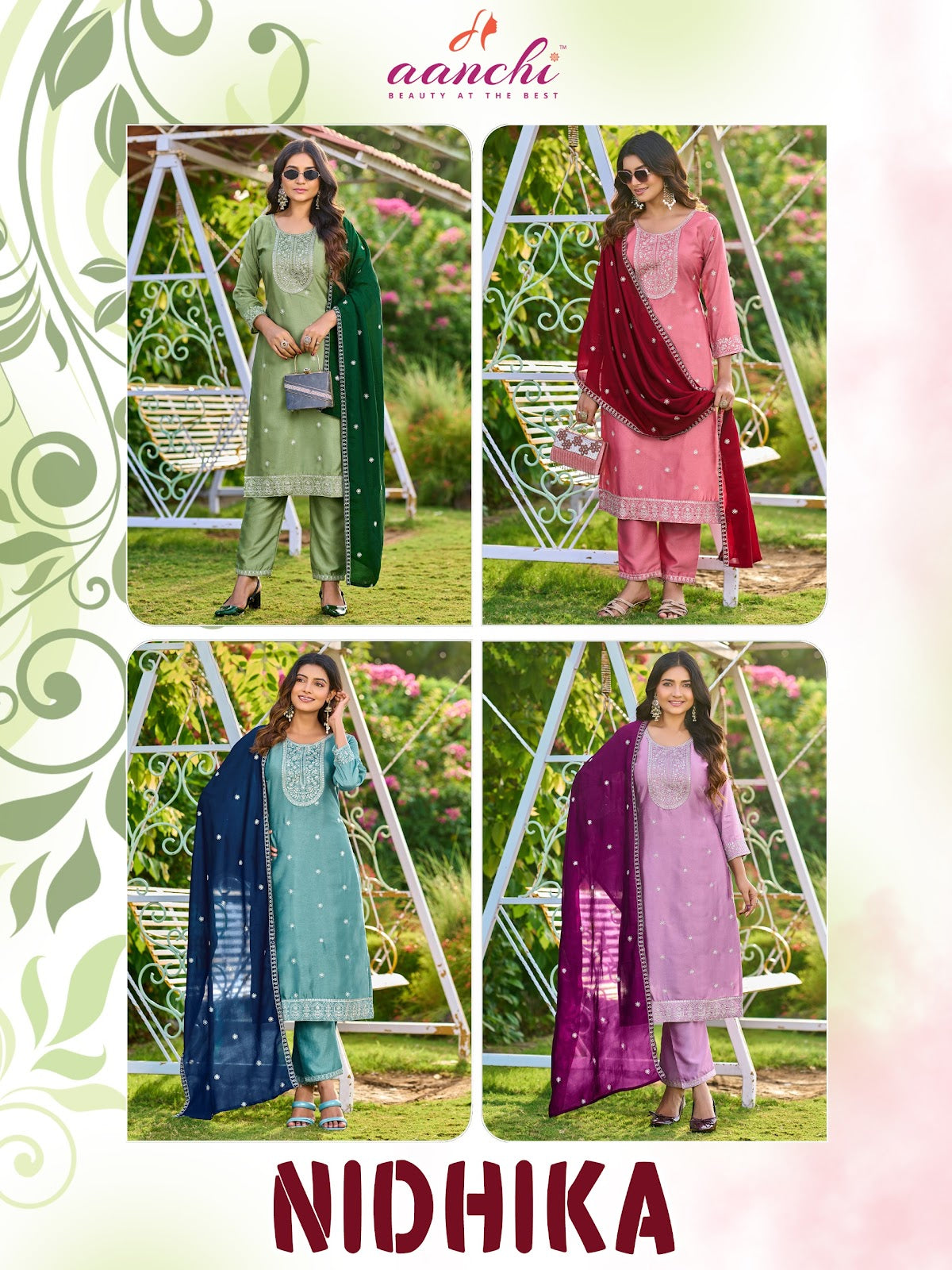 Nidhika Aanchi Crystal Silk Readymade Pant Style Suits Wholesaler India
