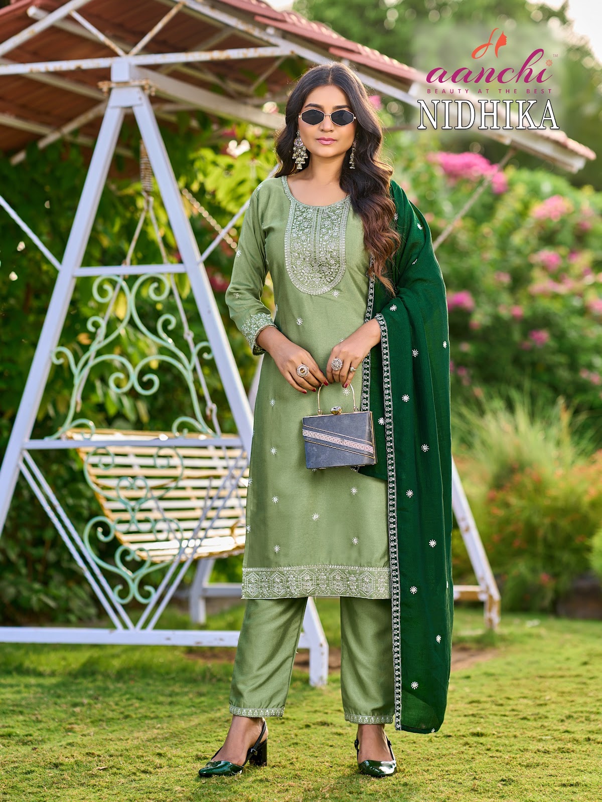 Nidhika Aanchi Crystal Silk Readymade Pant Style Suits Wholesaler India