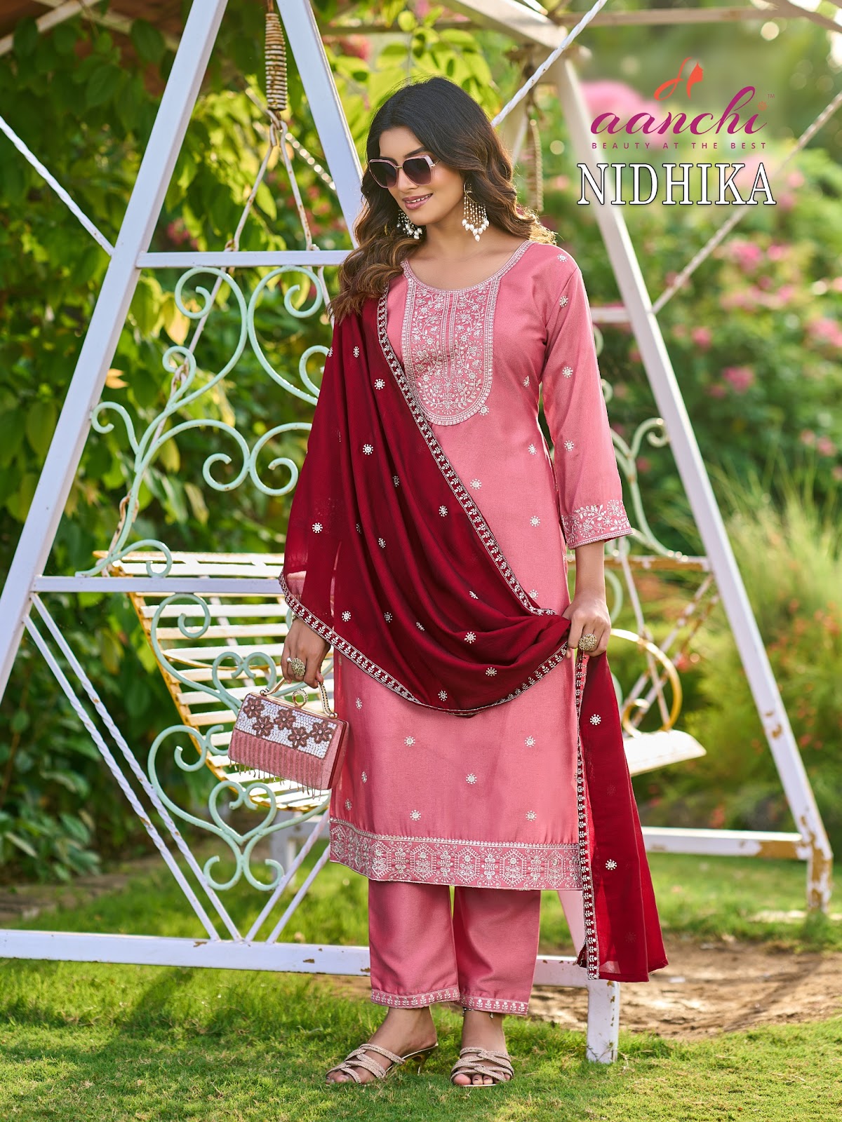 Nidhika Aanchi Crystal Silk Readymade Pant Style Suits Wholesaler India