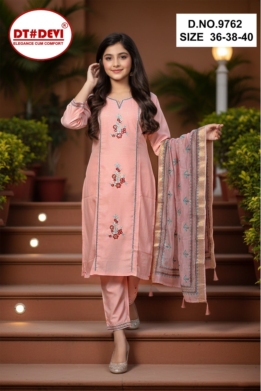 Nidhisha 1 Dn 9762 Dt Devi Vetican Silk Girls Readymade Pant Suits Wholesale Price