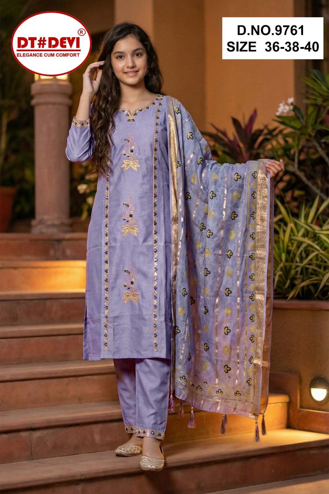 Nidhisha 2 Dn 9761 Dt Devi Vetican Silk Girls Readymade Pant Suits Wholesaler India