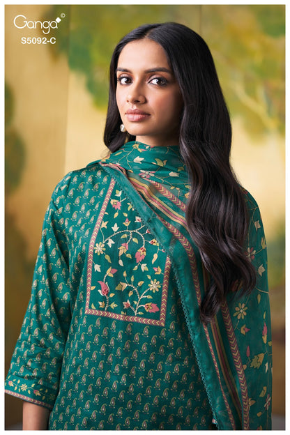Nieveka S5092 Ganga Cotton Satin Pant Style Suits Exporter
