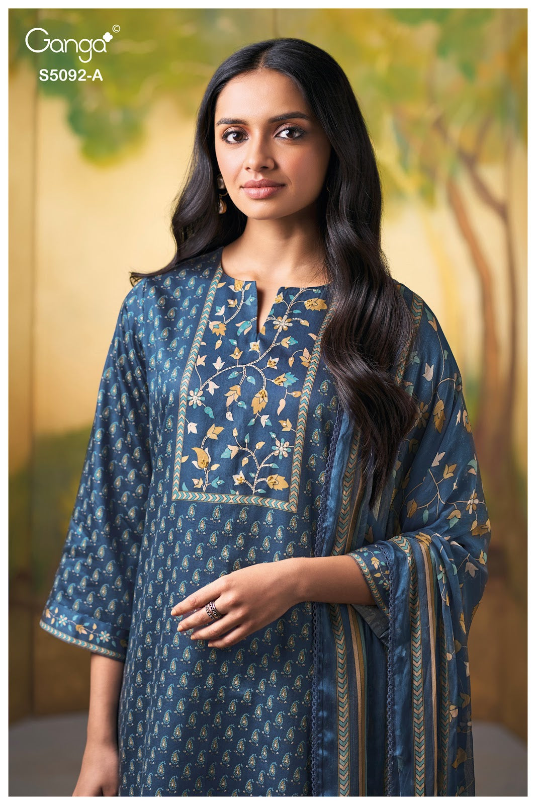Nieveka S5092 Ganga Cotton Satin Pant Style Suits Exporter