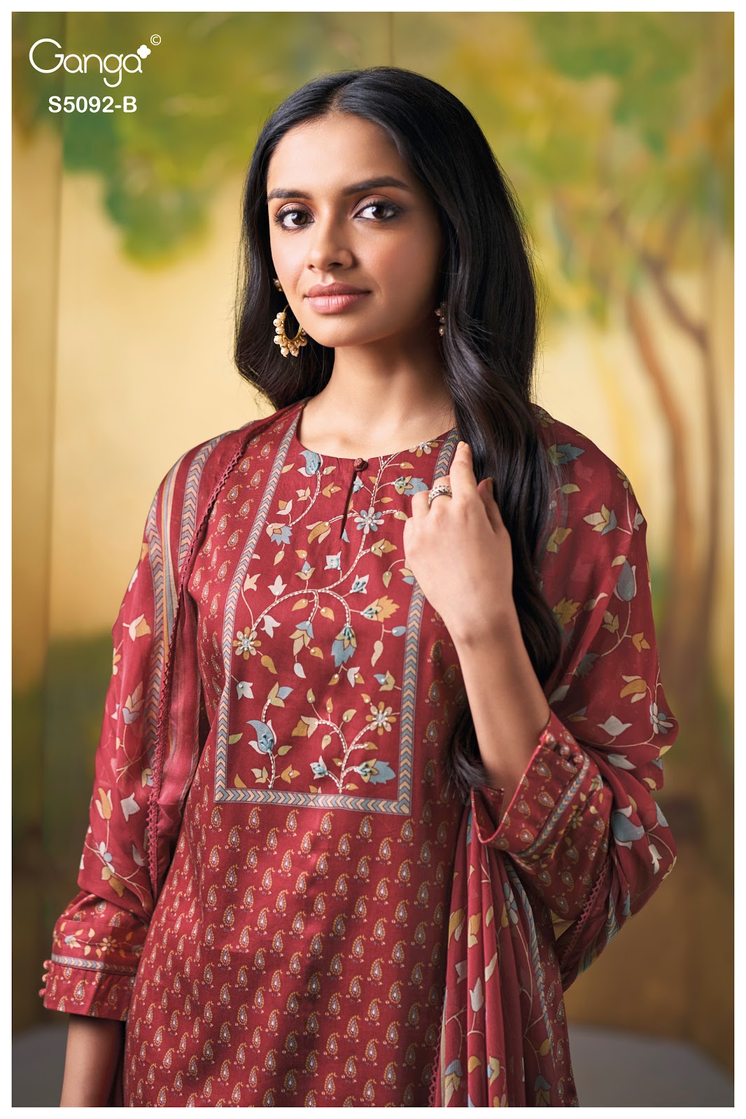 Nieveka S5092 Ganga Cotton Satin Pant Style Suits Exporter