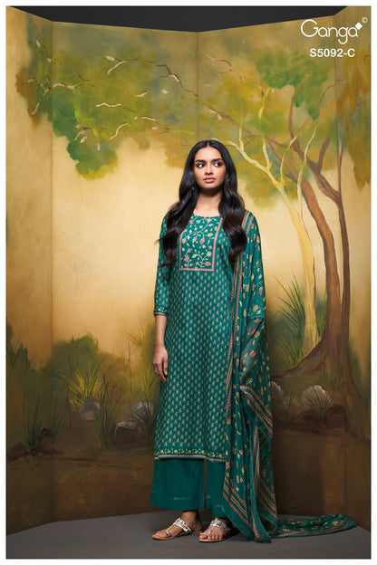 Nieveka S5092 Ganga Cotton Satin Pant Style Suits Exporter