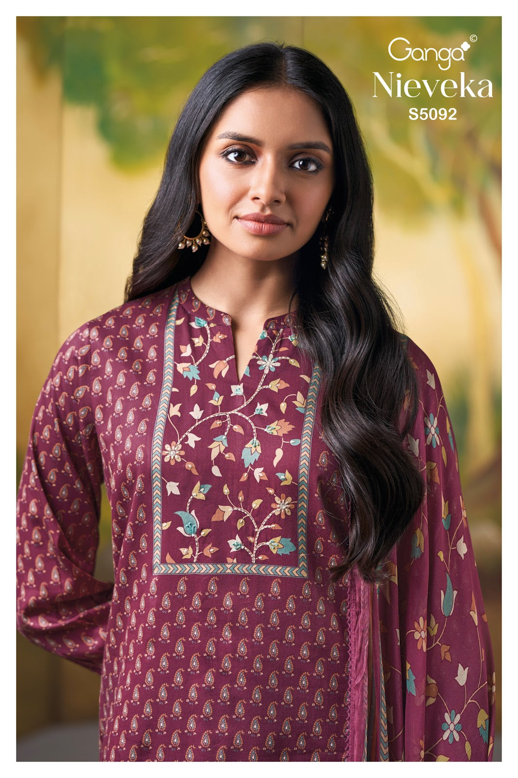 Nieveka S5092 Ganga Cotton Satin Pant Style Suits Exporter