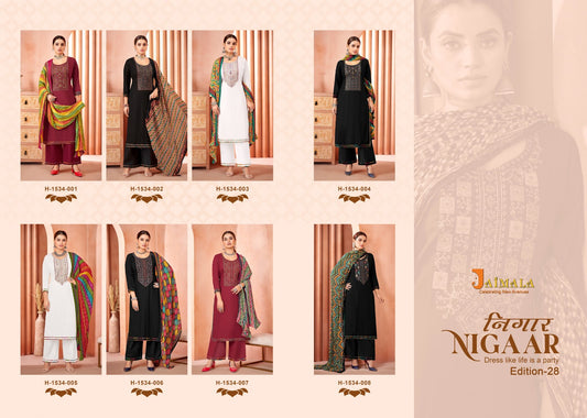 Nigaar Edition 28 Alok Jaimala Rayon Slub Pakistani Salwar Suits Supplier Ahmedabad