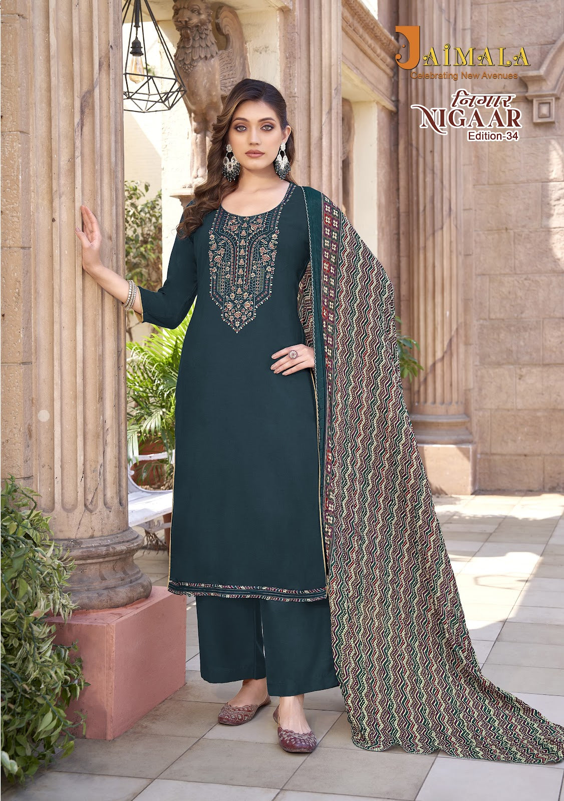 Nigaar Edition 34 Jaimala Reyon Pant Style Suits Supplier Gujarat
