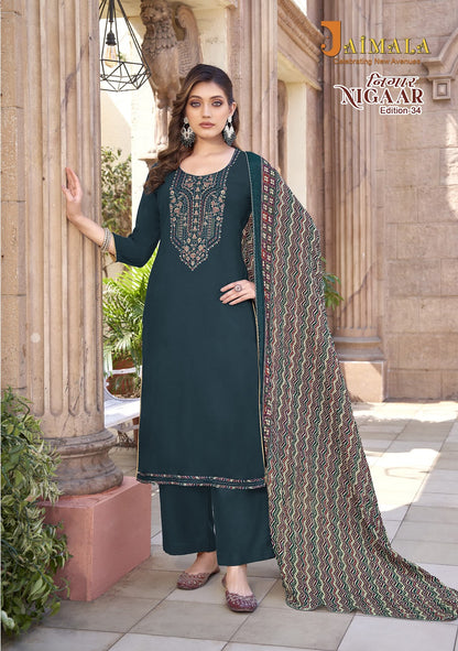 Nigaar Edition 34 Jaimala Reyon Pant Style Suits Supplier Gujarat