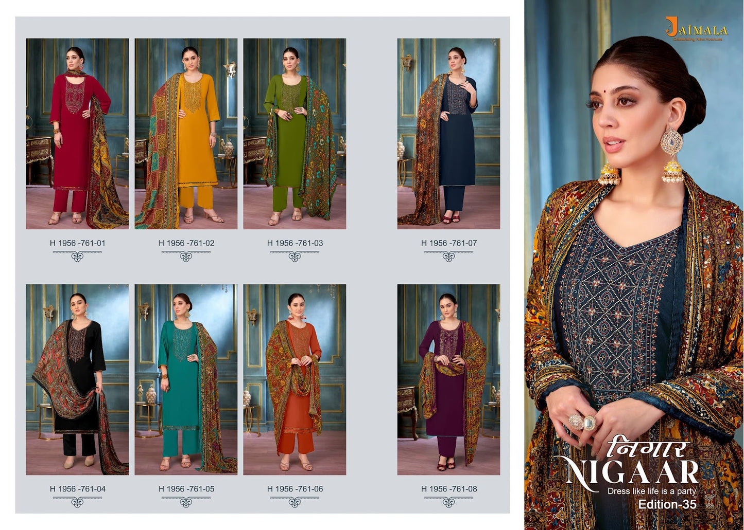 Nigaar Edition 35 Jaimala Reyon Pant Style Suits Wholesale