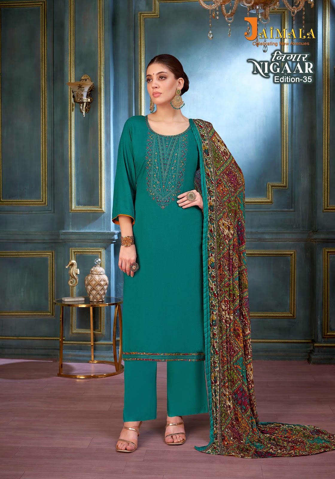 Nigaar Edition 35 Jaimala Reyon Pant Style Suits Wholesale