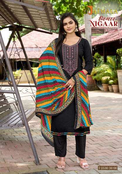 Nigaar Edition 38 Jaimala Pure Reyon Pant Style Suits Exporter Gujarat