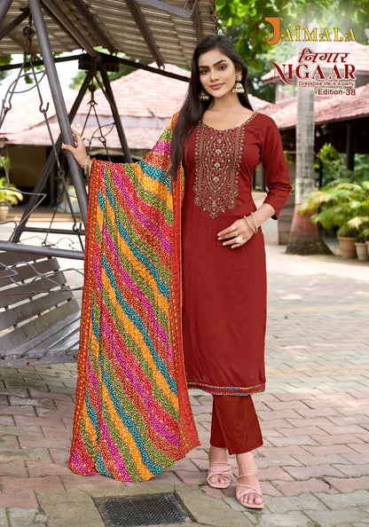 Nigaar Edition 38 Jaimala Pure Reyon Pant Style Suits Exporter Gujarat