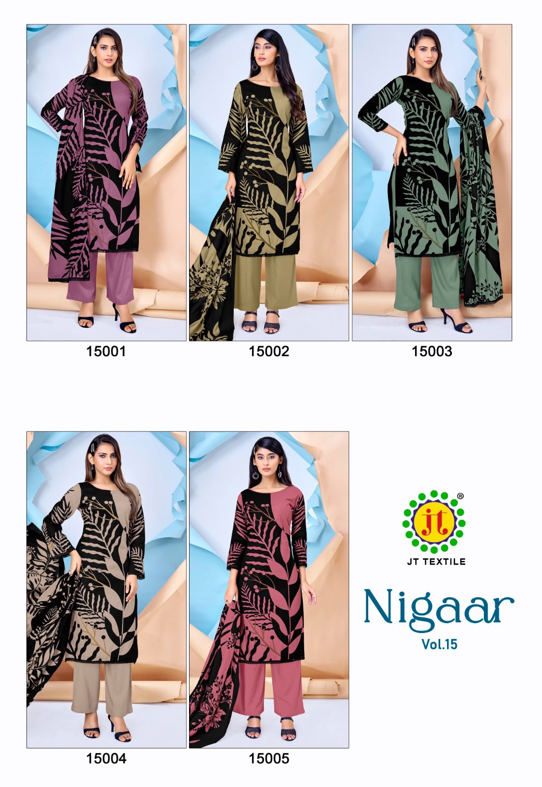 Nigaar Vol 15 Jt Rayon Pant Style Suits Wholesaler India