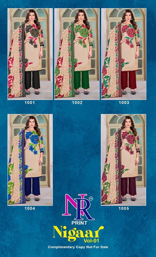 Nigaar Vol 1 Nr Print Rayon Pant Style Suits Manufacturer Ahmedabad