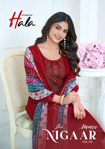 Nigaar Vol 2 Hala Reyon Karachi Salwar Suits Supplier Gujarat