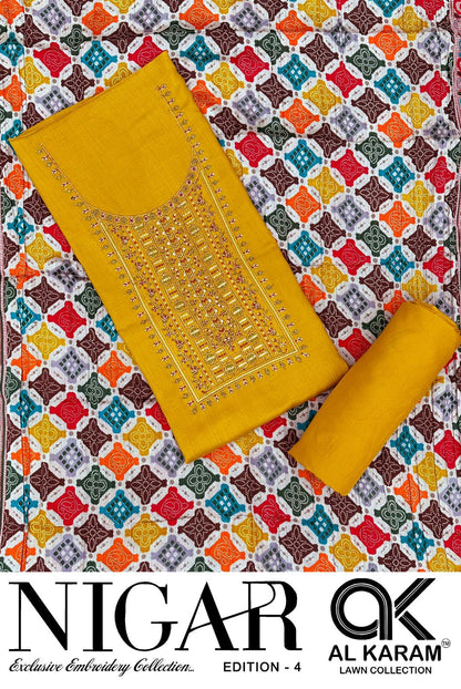 Nigar Edition 4 Al Karam Reyon Karachi Salwar Suits Manufacturer Gujarat
