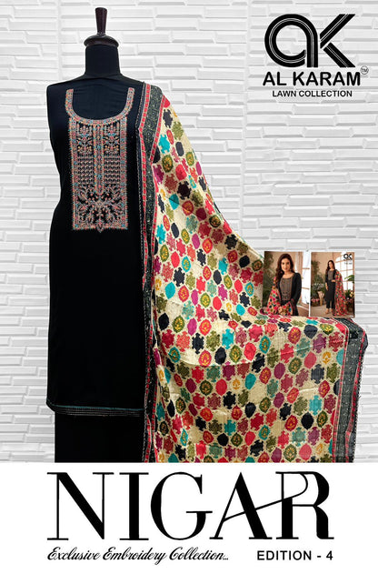 Nigar Edition 4 Al Karam Reyon Karachi Salwar Suits Manufacturer Gujarat