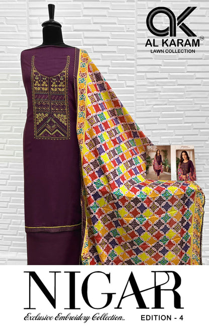 Nigar Edition 4 Al Karam Reyon Karachi Salwar Suits Manufacturer Gujarat