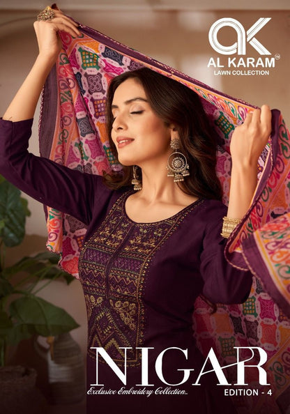 Nigar Edition 4 Al Karam Reyon Karachi Salwar Suits Manufacturer Gujarat
