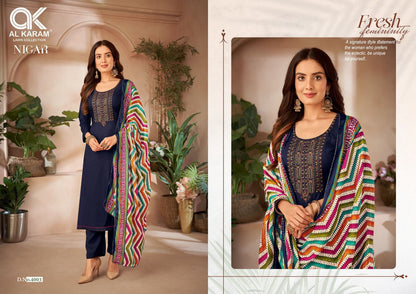 Nigar Edition 4 Al Karam Reyon Karachi Salwar Suits Manufacturer Gujarat