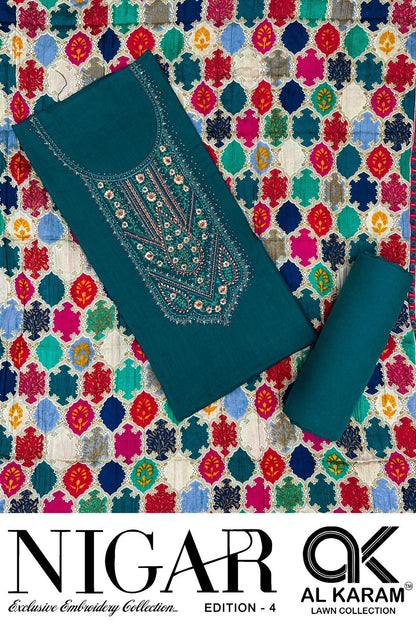 Nigar Edition 4 Al Karam Reyon Karachi Salwar Suits Manufacturer Gujarat