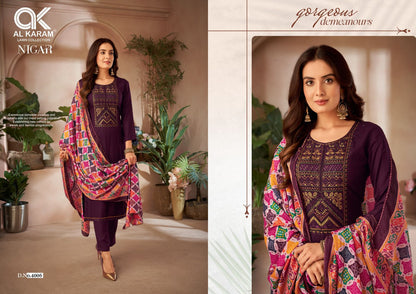 Nigar Edition 4 Al Karam Reyon Karachi Salwar Suits Manufacturer Gujarat