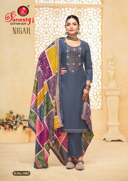 Nigar Ganeshji Rayon Slub Pant Style Suits Manufacturer
