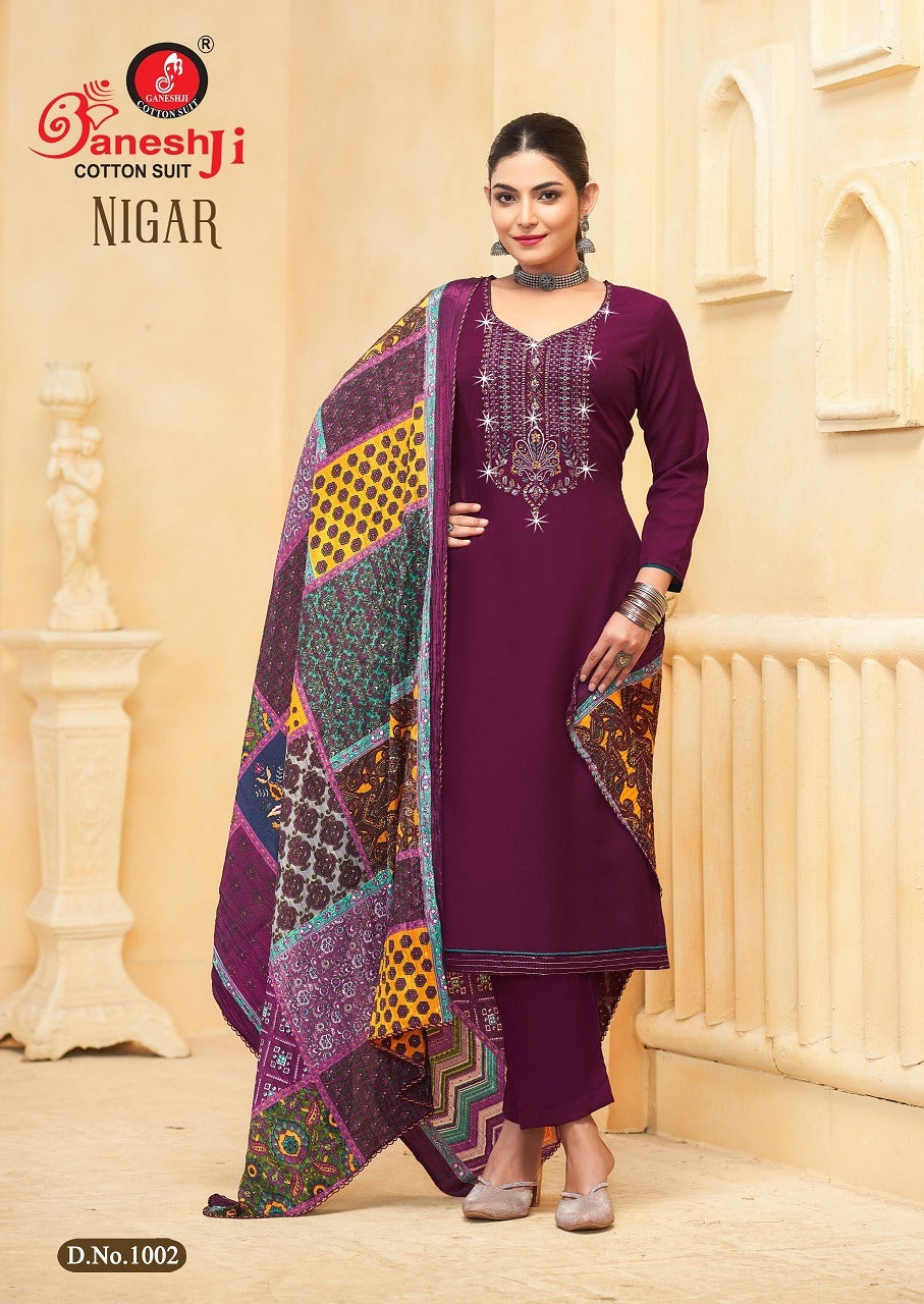 Nigar Ganeshji Rayon Slub Pant Style Suits Manufacturer