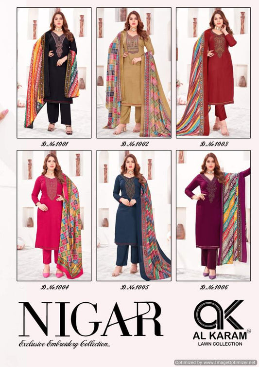 Nigar Vol 1 Al Karam Rayon Slub Pant Style Suits