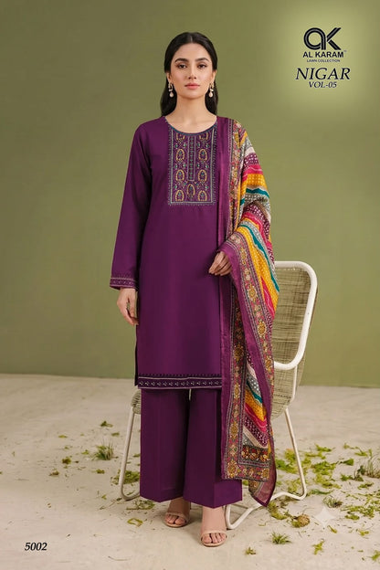 Nigar Vol 5 Al Karam Reyon Karachi Salwar Suits Manufacturer