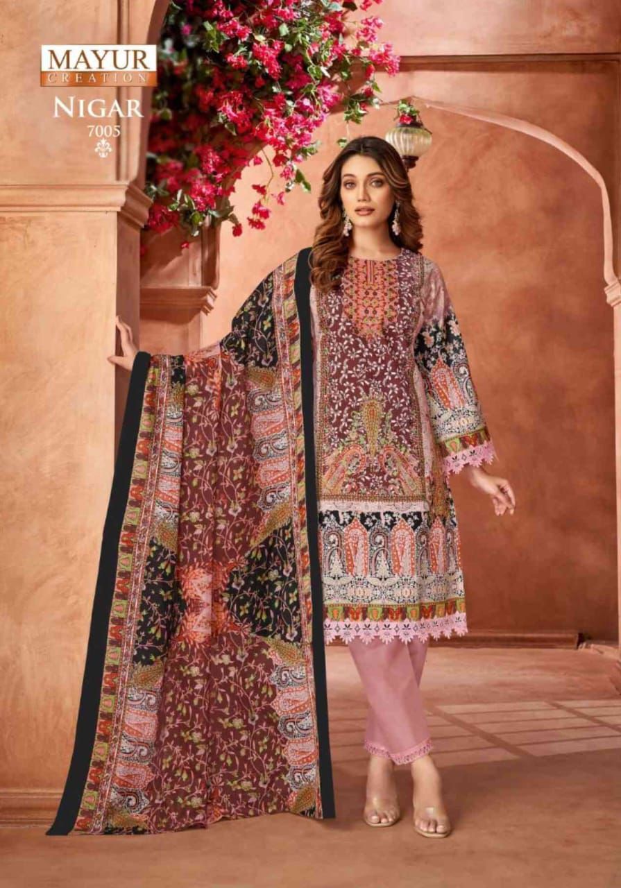 Nigar Vol 7 Mayur Creation Cotton Karachi Readymade Suits Manufacturer India