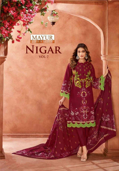 Nigar Vol 7 Mayur Creation Cotton Karachi Readymade Suits Manufacturer India