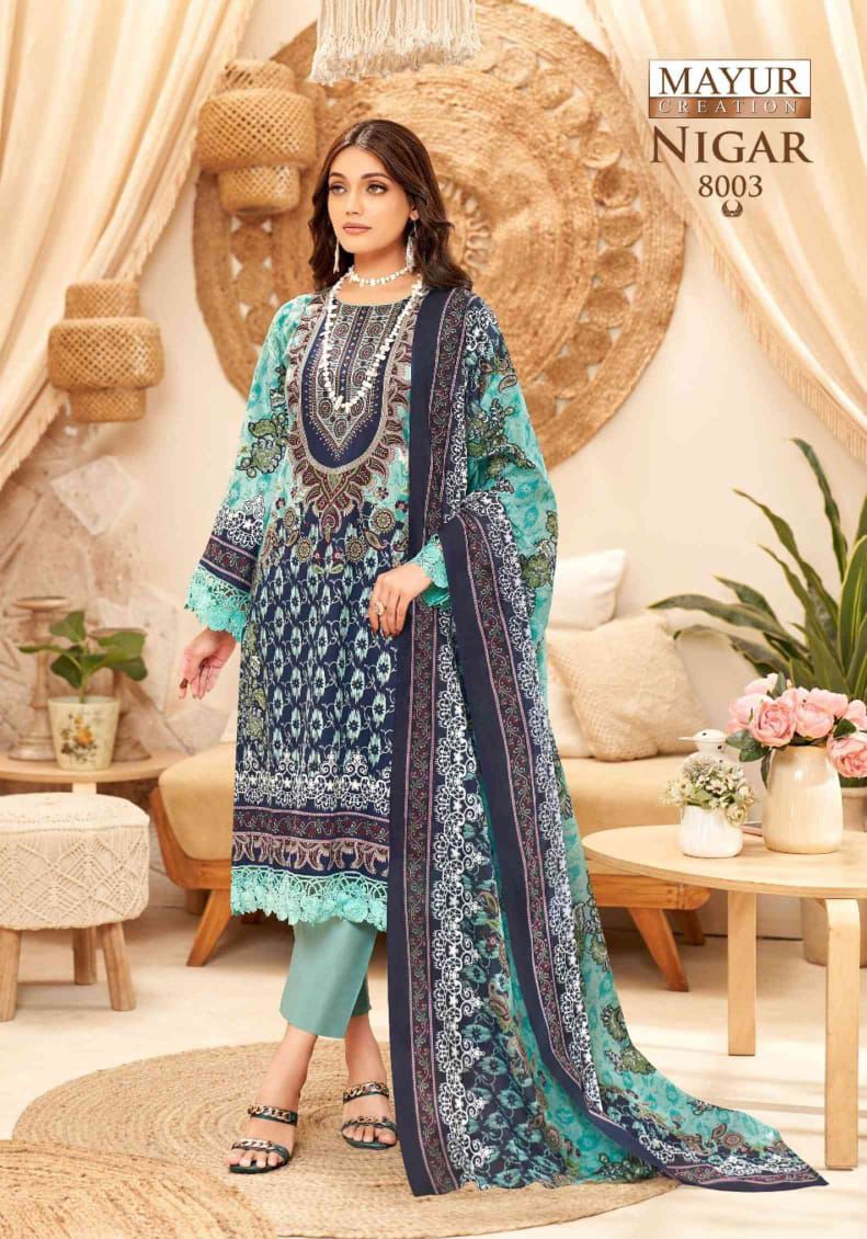 Nigar Vol 8 Mayur Creation Cotton Karachi Salwar Suits Wholesaler