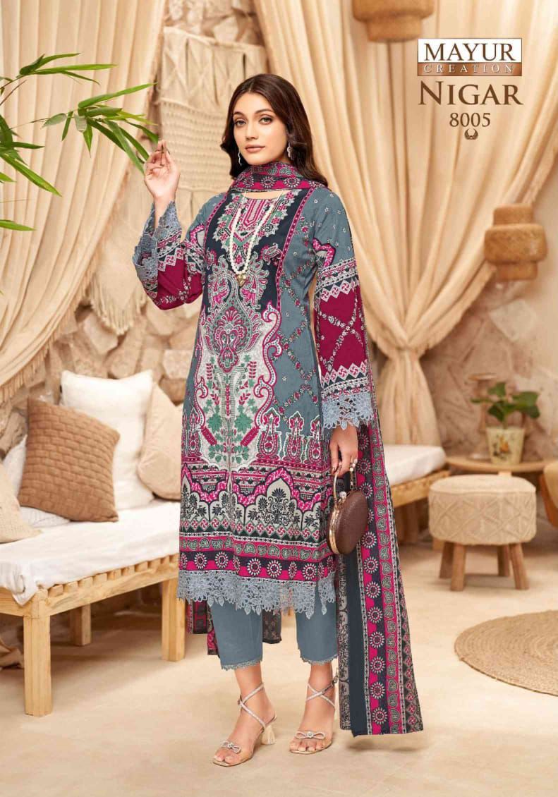 Nigar Vol 8 Mayur Creation Cotton Karachi Salwar Suits Wholesaler