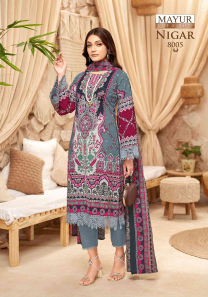 Nigar Vol 8 Mayur Creation Cotton Karachi Salwar Suits Wholesaler