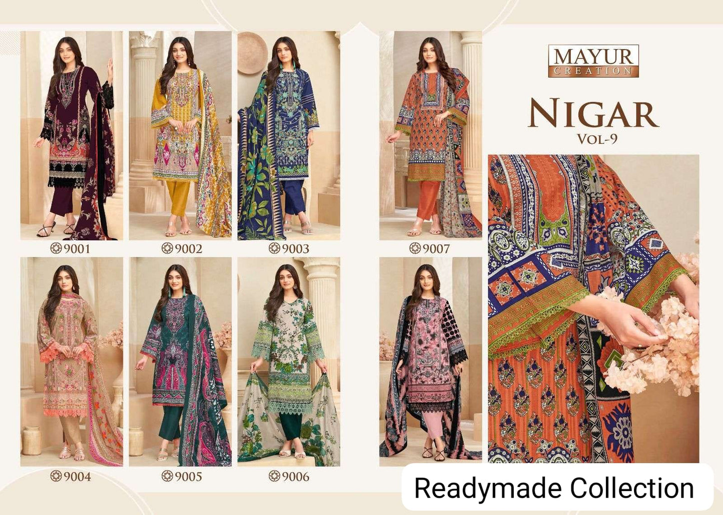Nigar Vol 9 Mayur Creation Cotton Karachi Readymade Suits Manufacturer India