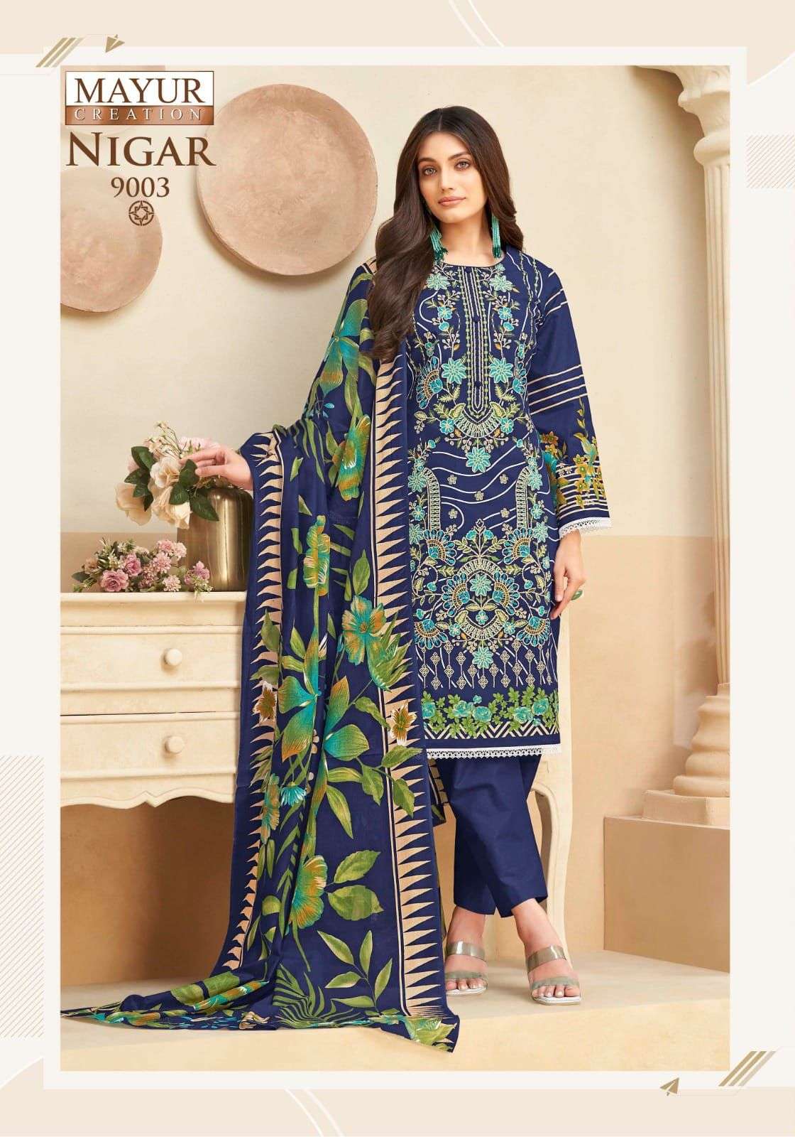 Nigar Vol 9 Mayur Creation Cotton Karachi Readymade Suits Manufacturer India
