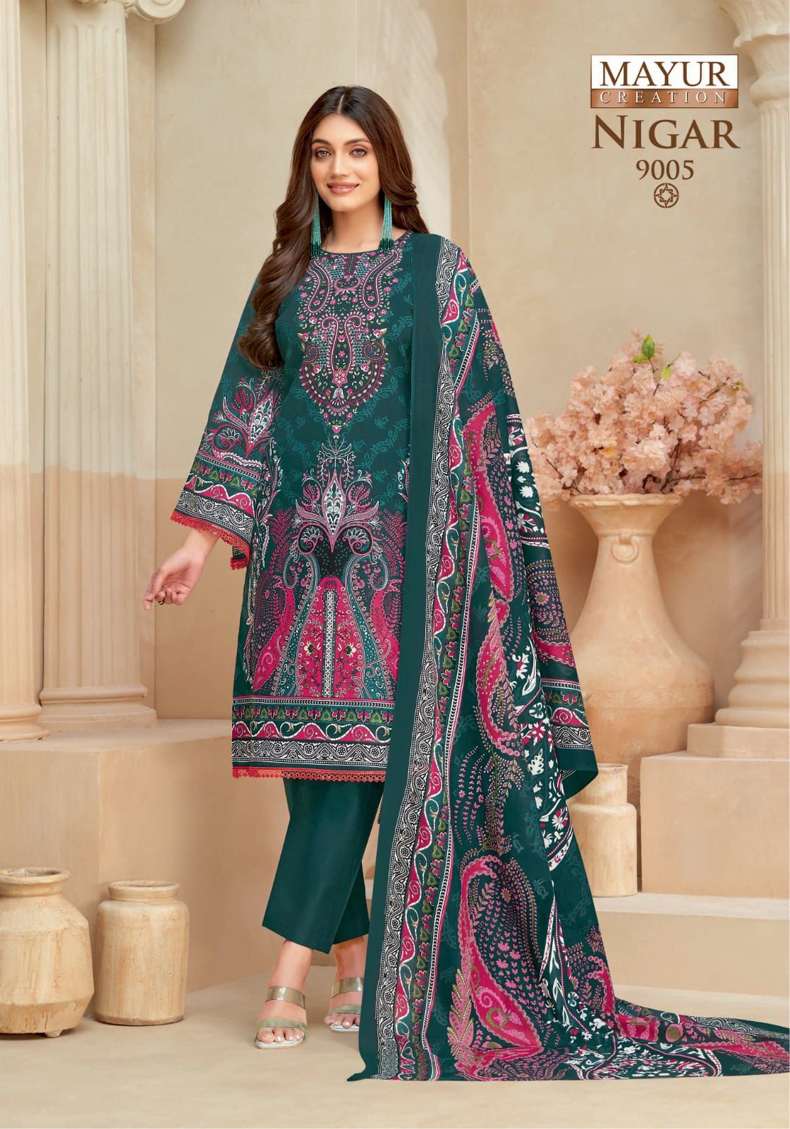 Nigar Vol 9 Mayur Creation Cotton Karachi Salwar Suits Supplier Ahmedabad