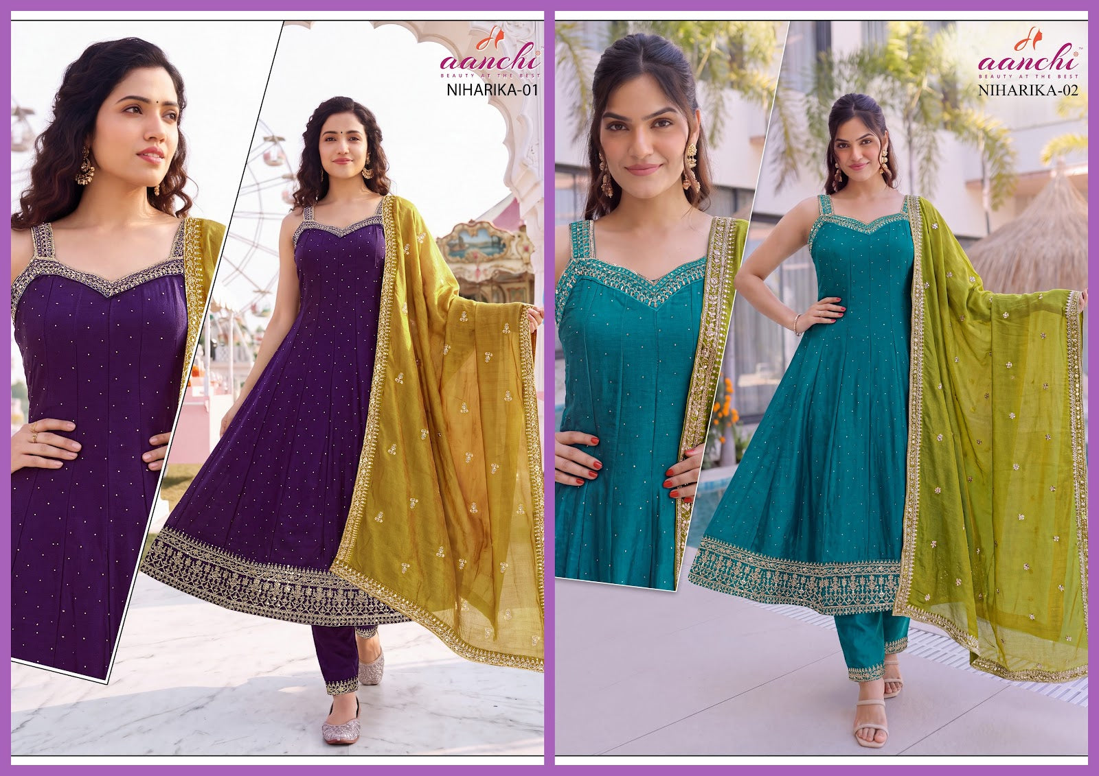 Niharika Aanchi Vichitra Silk Readymade Anarkali Suits Manufacturer India