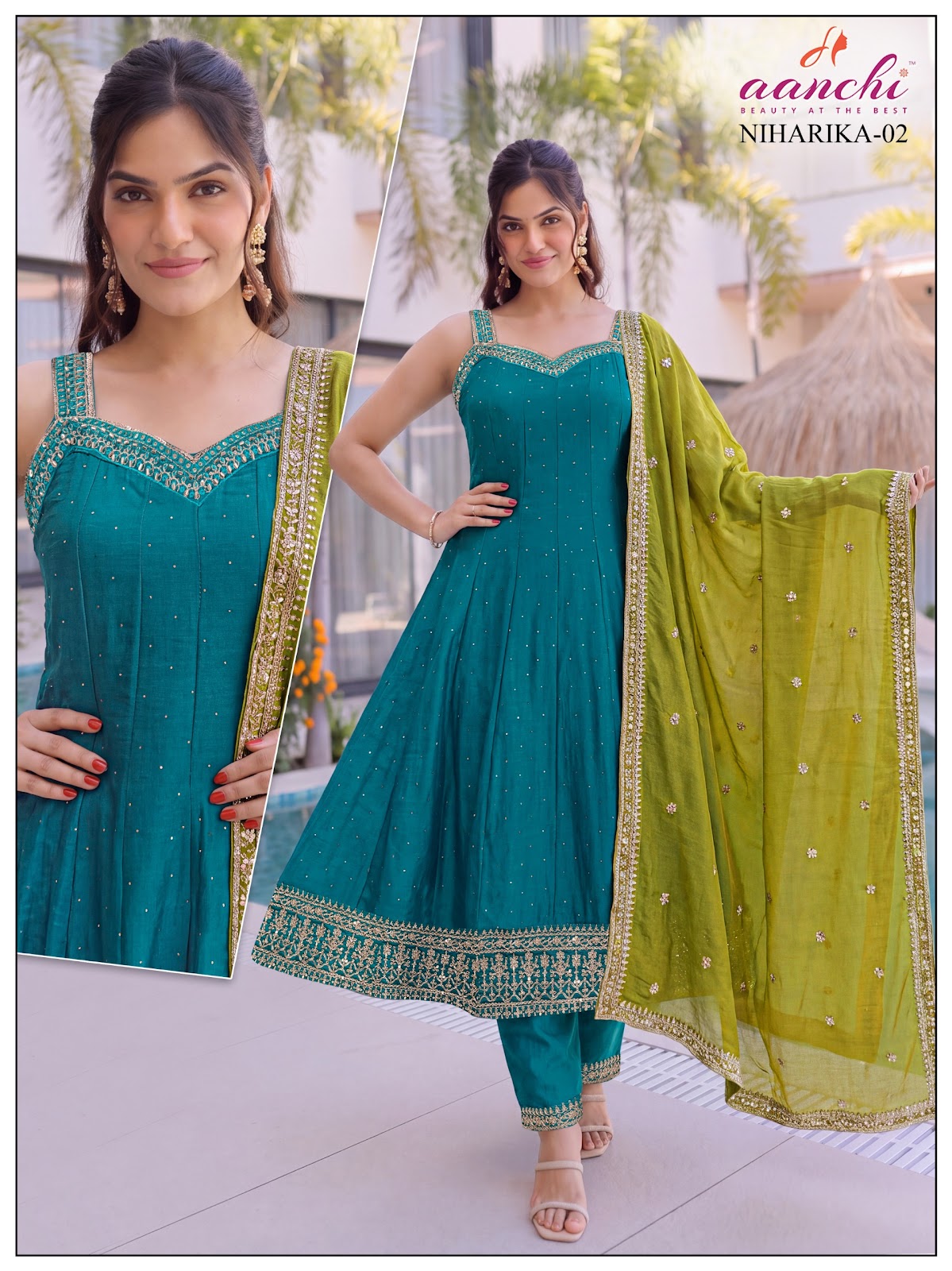 Niharika Aanchi Vichitra Silk Readymade Anarkali Suits Manufacturer India